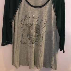 Maurices 3/4 Sleeve Fox Graphic T Shirt